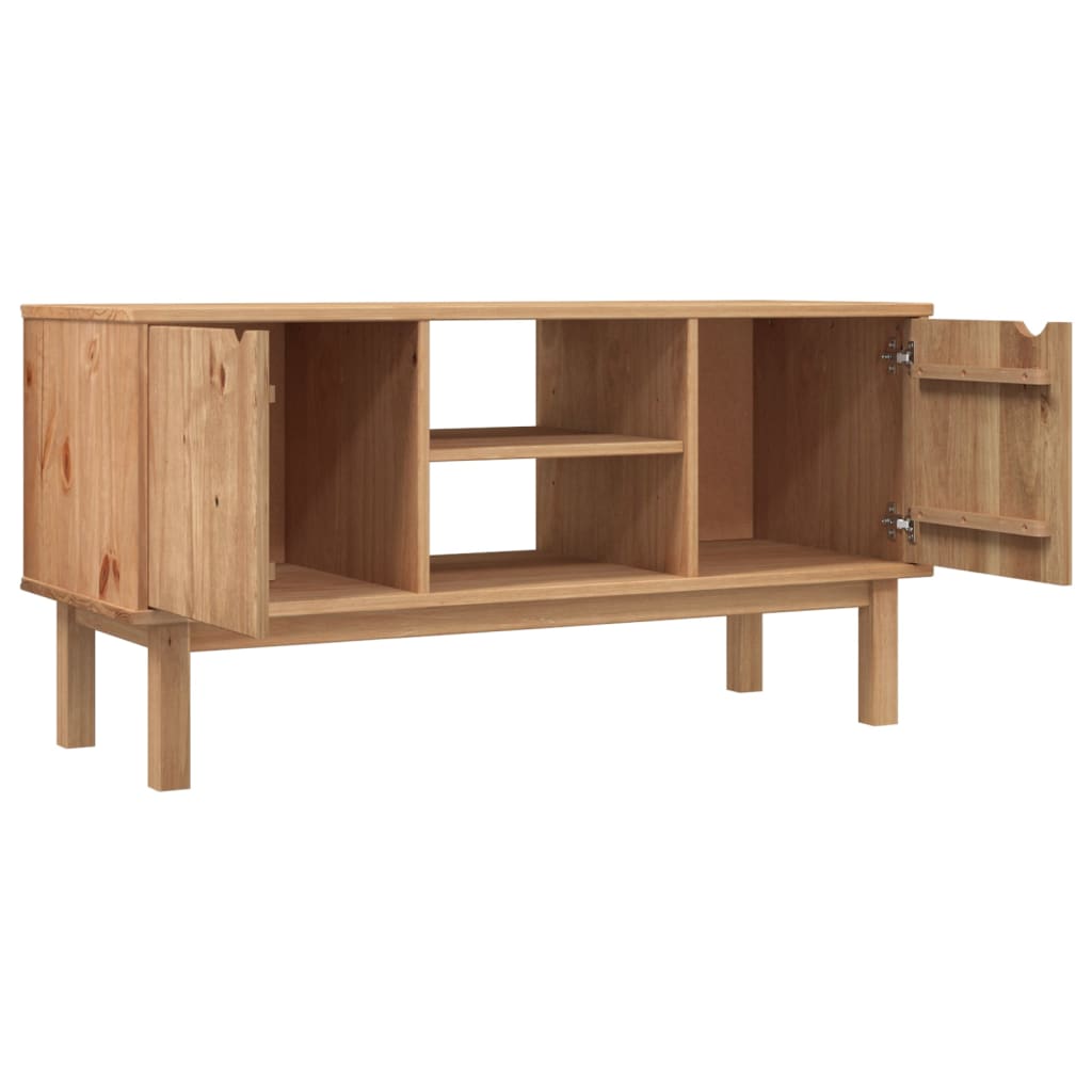 Meuble TV Marron Clair en Pin Massif - 113,5 cm-Mon Meuble TV-4