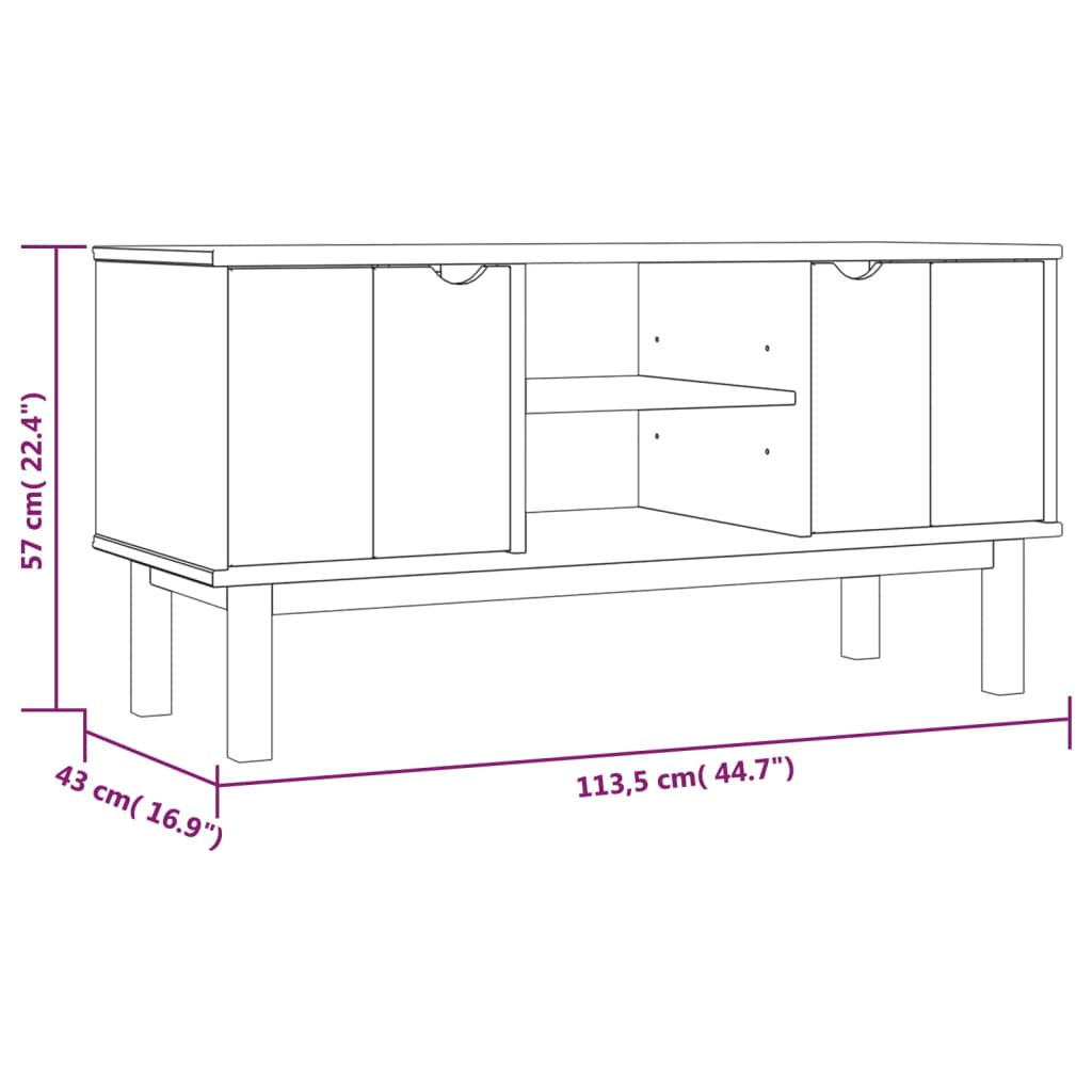 Meuble TV Marron Clair en Pin Massif - 113,5 cm-Mon Meuble TV-6