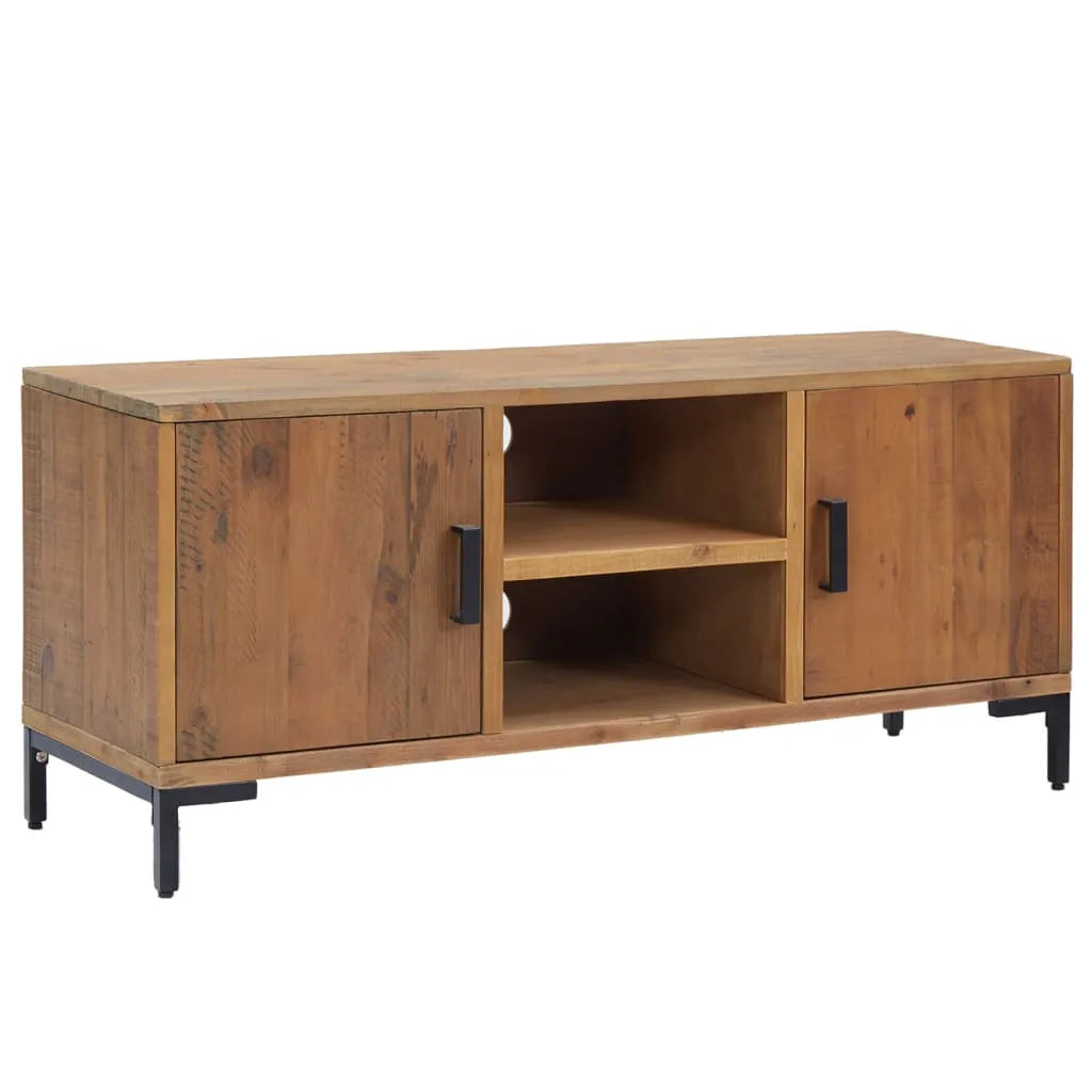 Meuble TV Marron en Bois de Pin Massif - 110 cm-Mon Meuble TV-Marron-1