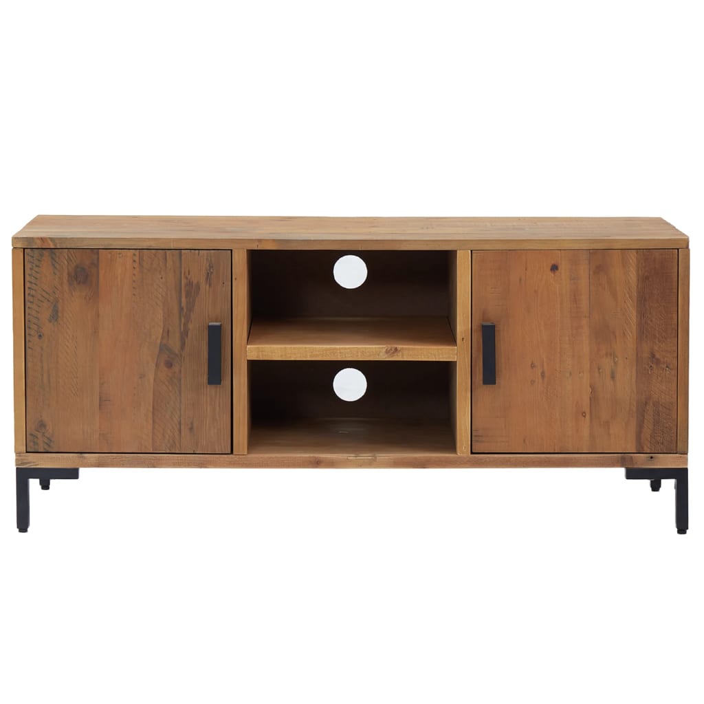 Meuble TV Marron en Bois de Pin Massif - 110 cm-Mon Meuble TV-Marron-3