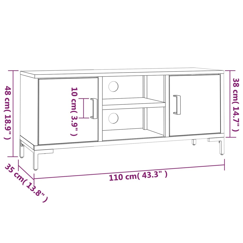 Meuble TV Marron en Bois de Pin Massif - 110 cm-Mon Meuble TV-Marron-8