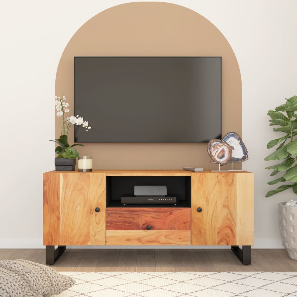 Meuble TV Marron et Noir en Acacia Massif - 105 cm-Mon Meuble TV-Marron-2