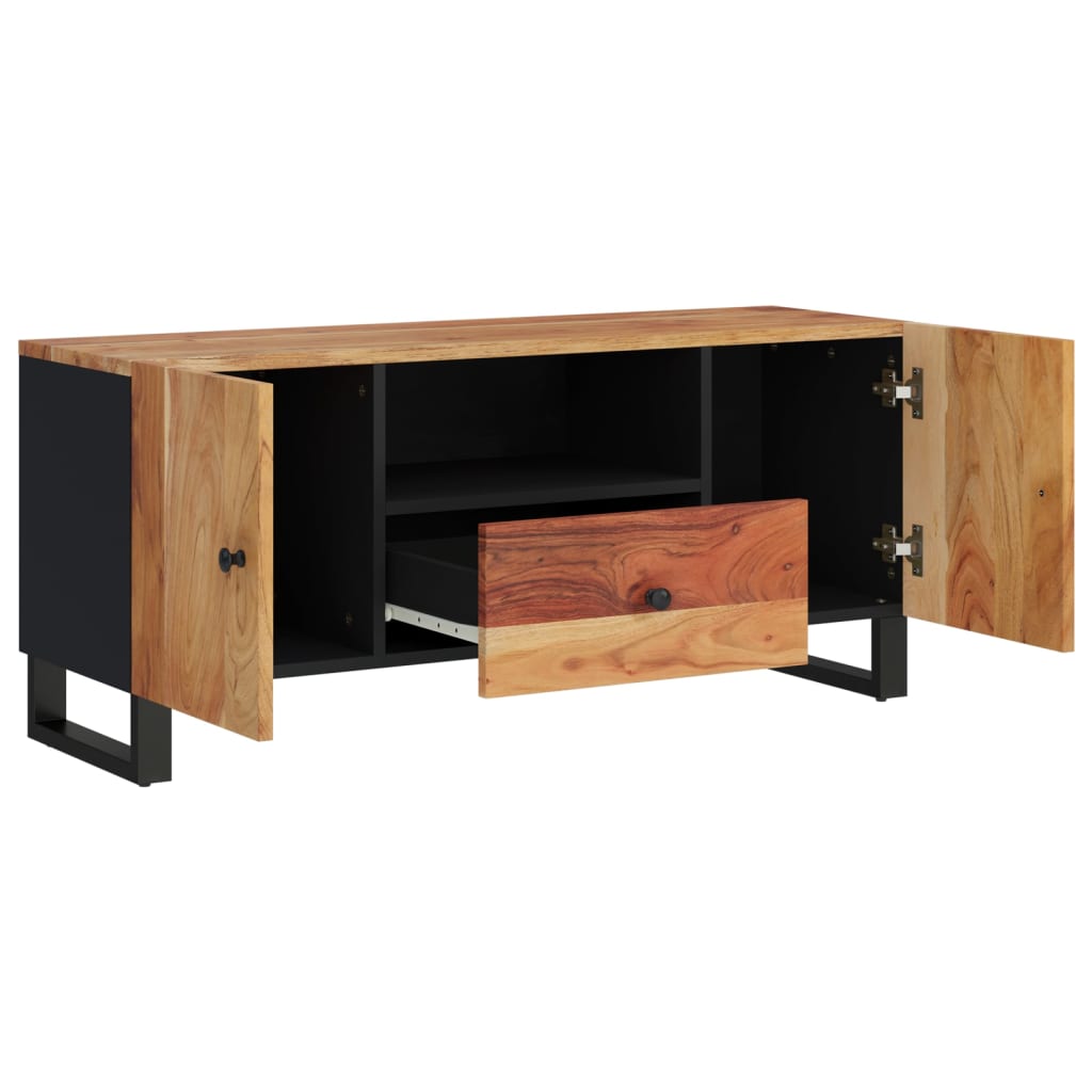 Meuble TV Marron et Noir en Acacia Massif - 105 cm-Mon Meuble TV-Marron-3