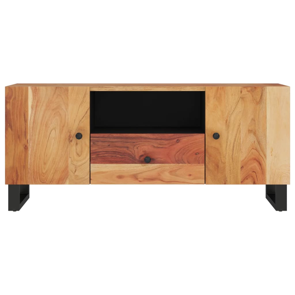 Meuble TV Marron et Noir en Acacia Massif - 105 cm-Mon Meuble TV-Marron-4