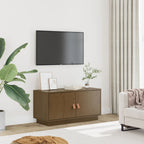 Meuble TV Marron Foncé en Pin Massif - 80 cm-Mon Meuble TV-marron miel-1-1