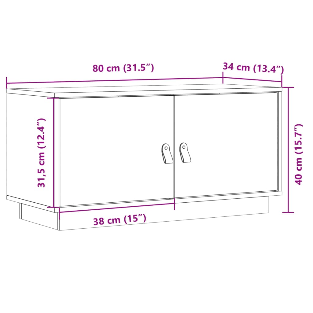 Meuble TV Marron Foncé en Pin Massif - 80 cm-Mon Meuble TV-marron miel-1-10