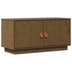 Meuble TV Marron Foncé en Pin Massif - 80 cm-Mon Meuble TV-marron miel-1-2