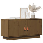 Meuble TV Marron Foncé en Pin Massif - 80 cm-Mon Meuble TV-marron miel-1-3