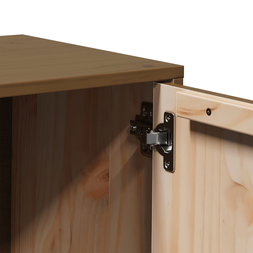 Meuble TV Marron Foncé en Pin Massif - 80 cm-Mon Meuble TV-marron miel-1-8