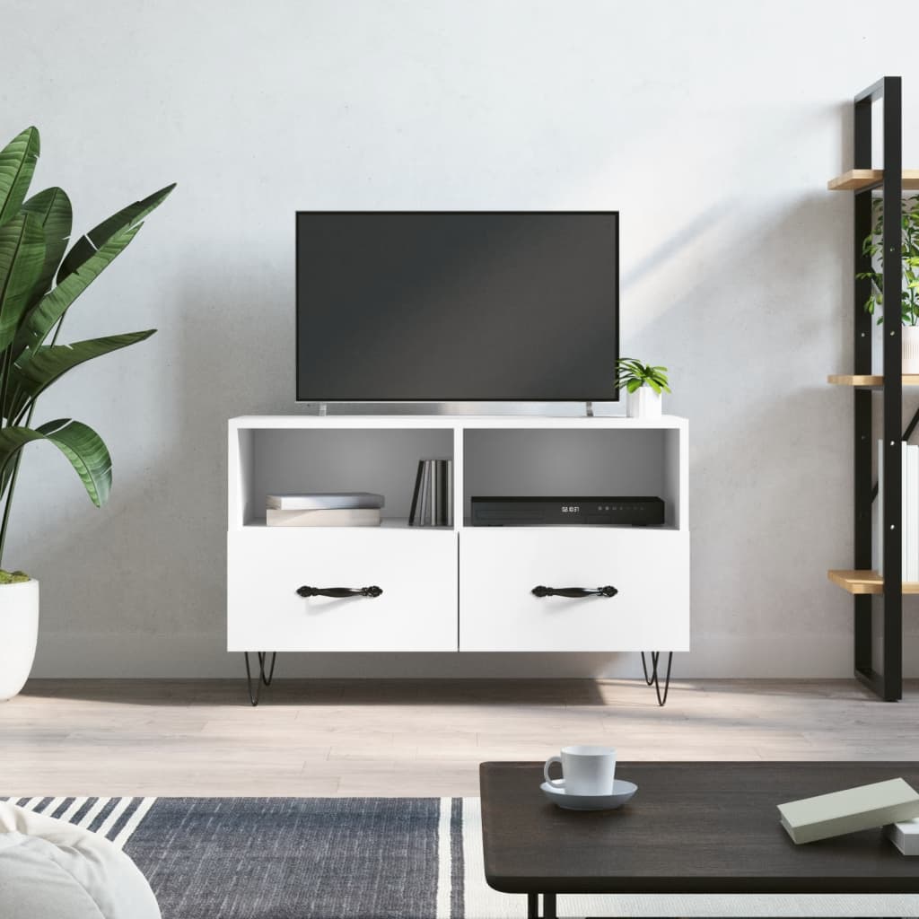 Meuble TV Marron Foncé et Noir - 80 cm-Mon Meuble TV-Blanc-15