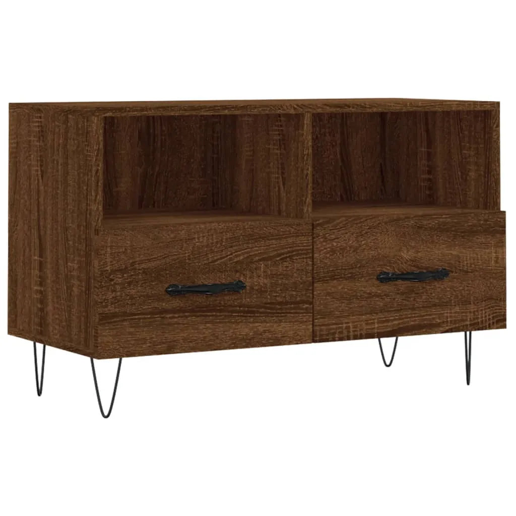 Meuble TV Marron Foncé et Noir - 80 cm-Mon Meuble TV-Chêne marron-1