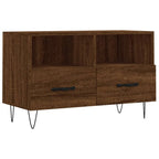 Meuble TV Marron Foncé et Noir - 80 cm-Mon Meuble TV-Chêne marron-1