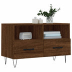 Meuble TV Marron Foncé et Noir - 80 cm-Mon Meuble TV-Chêne marron-3
