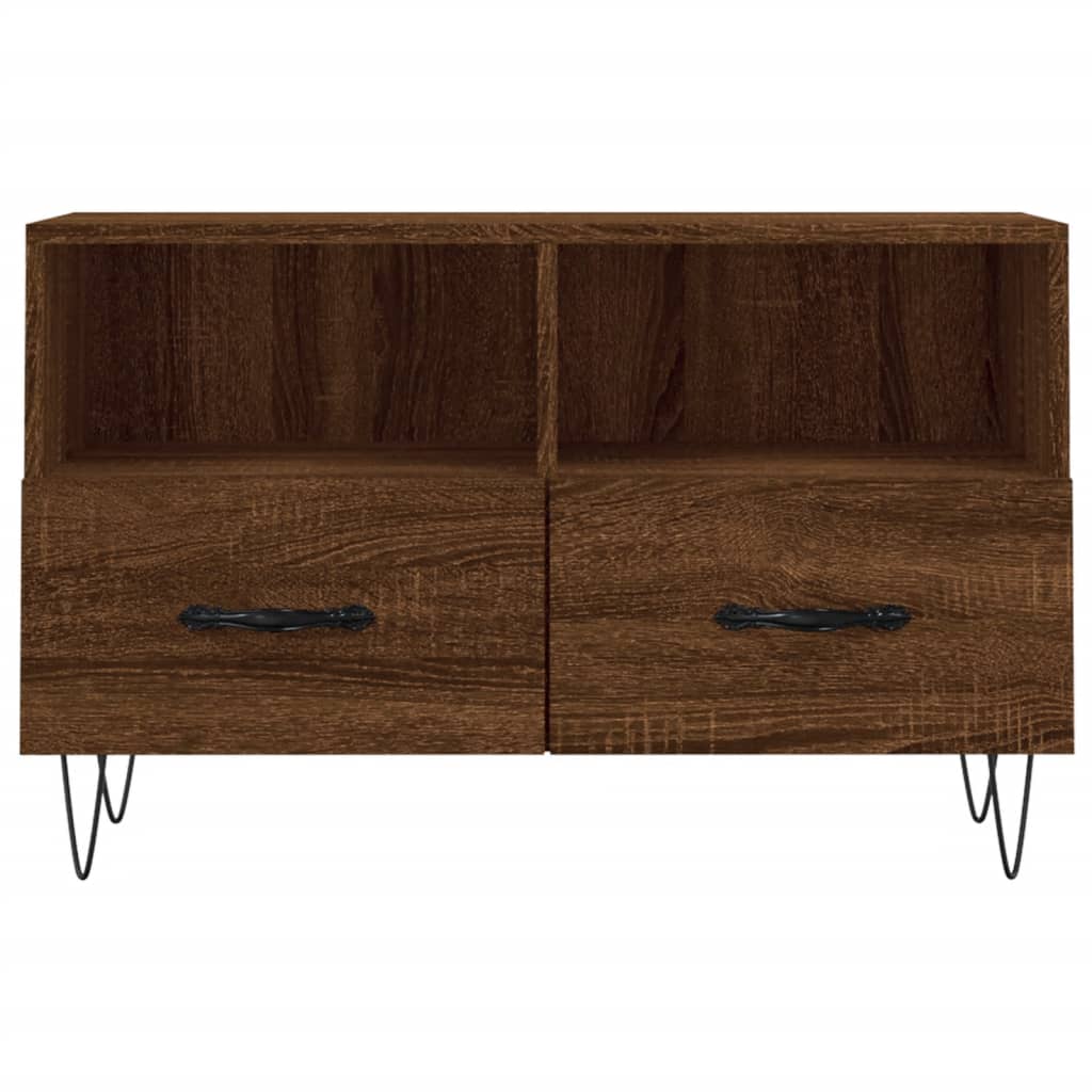 Meuble TV Marron Foncé et Noir - 80 cm-Mon Meuble TV-Chêne marron-5