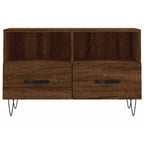 Meuble TV Marron Foncé et Noir - 80 cm-Mon Meuble TV-Chêne marron-5