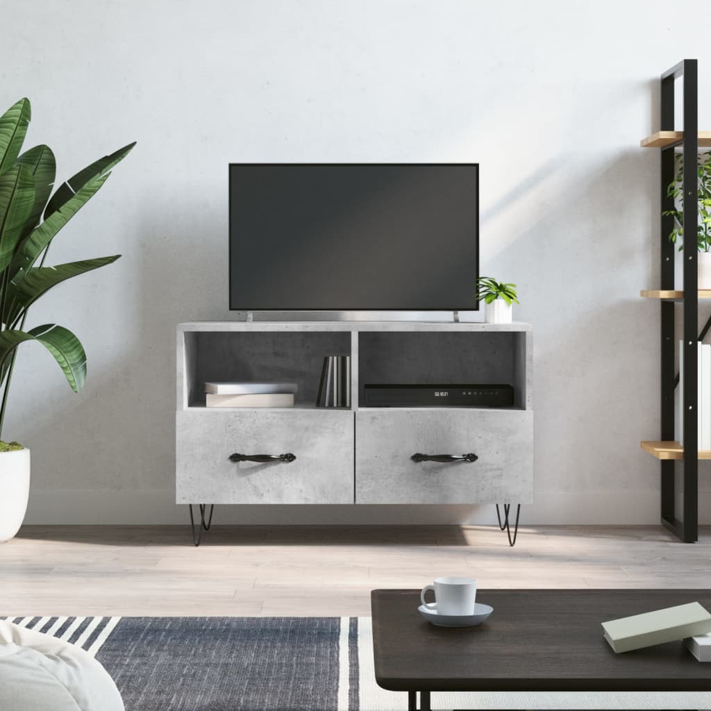Meuble TV Marron Foncé et Noir - 80 cm-Mon Meuble TV-Gris béton-13