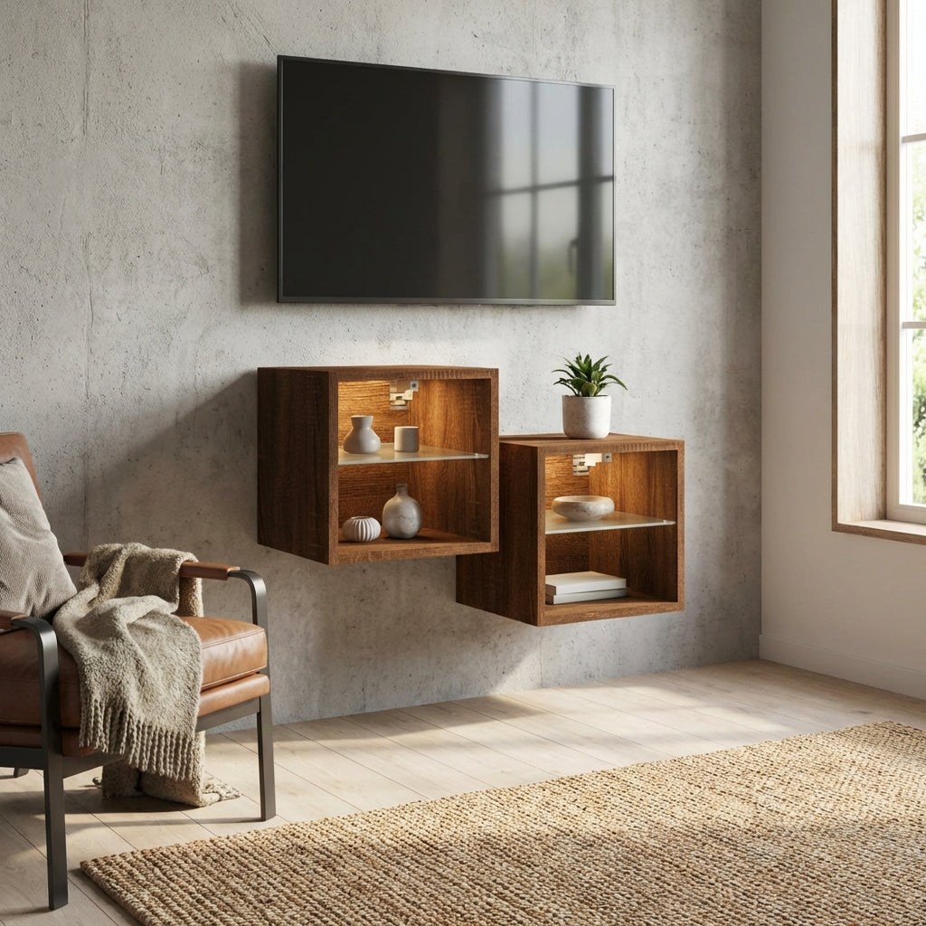 meuble-tv-marron-led-effet-chene-2-pieces-decor