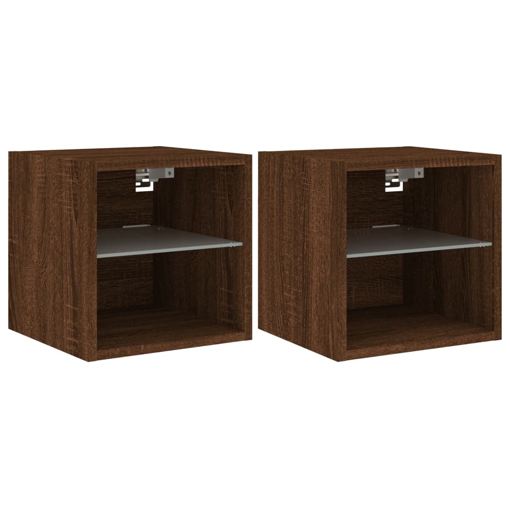 Meuble TV Marron LED Effet Chêne - 2 Pièces-Mon Meuble TV-30 cm-30 cm-1-2