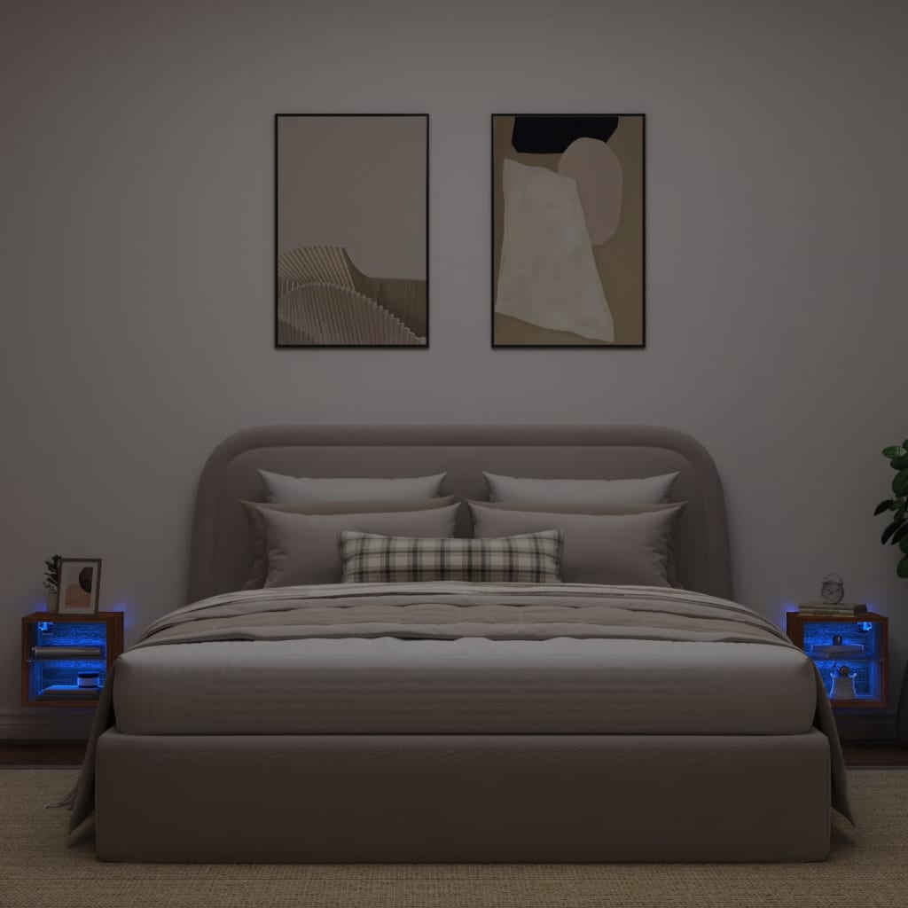 Meuble TV Marron LED Effet Chêne - 2 Pièces-Mon Meuble TV-30 cm-30 cm-1-3