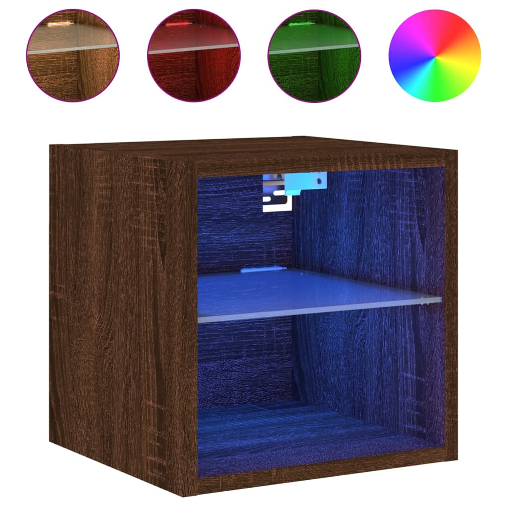 Meuble TV Marron LED Effet Chêne - 2 Pièces-Mon Meuble TV-30 cm-30 cm-1-7