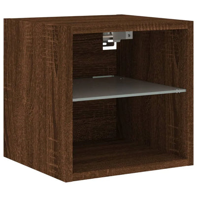 Meuble TV Marron LED Effet Chêne - 2 Pièces