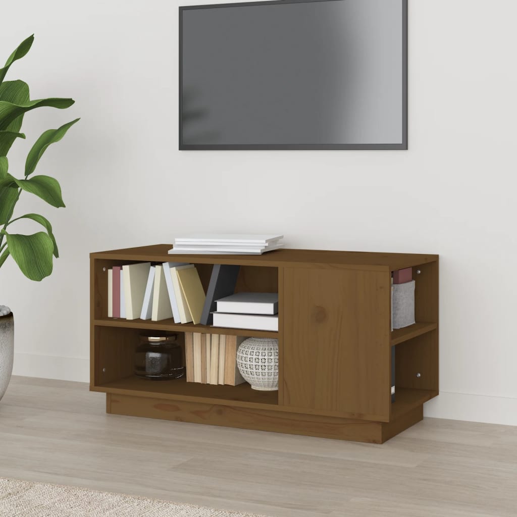 Meuble TV Marron Miel en Pin Massif - 80 cm-Mon Meuble TV-marron miel-1-1