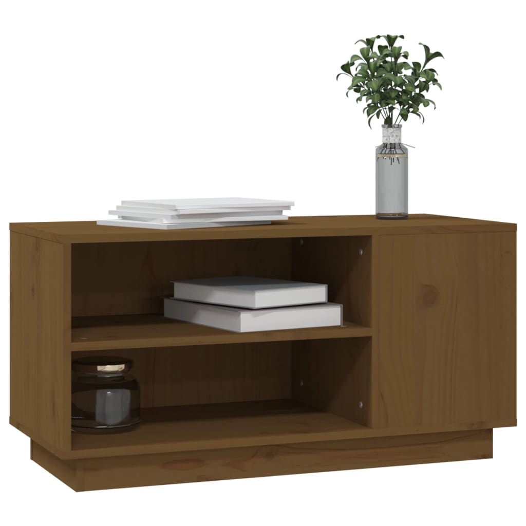 Meuble TV Marron Miel en Pin Massif - 80 cm-Mon Meuble TV-marron miel-1-4