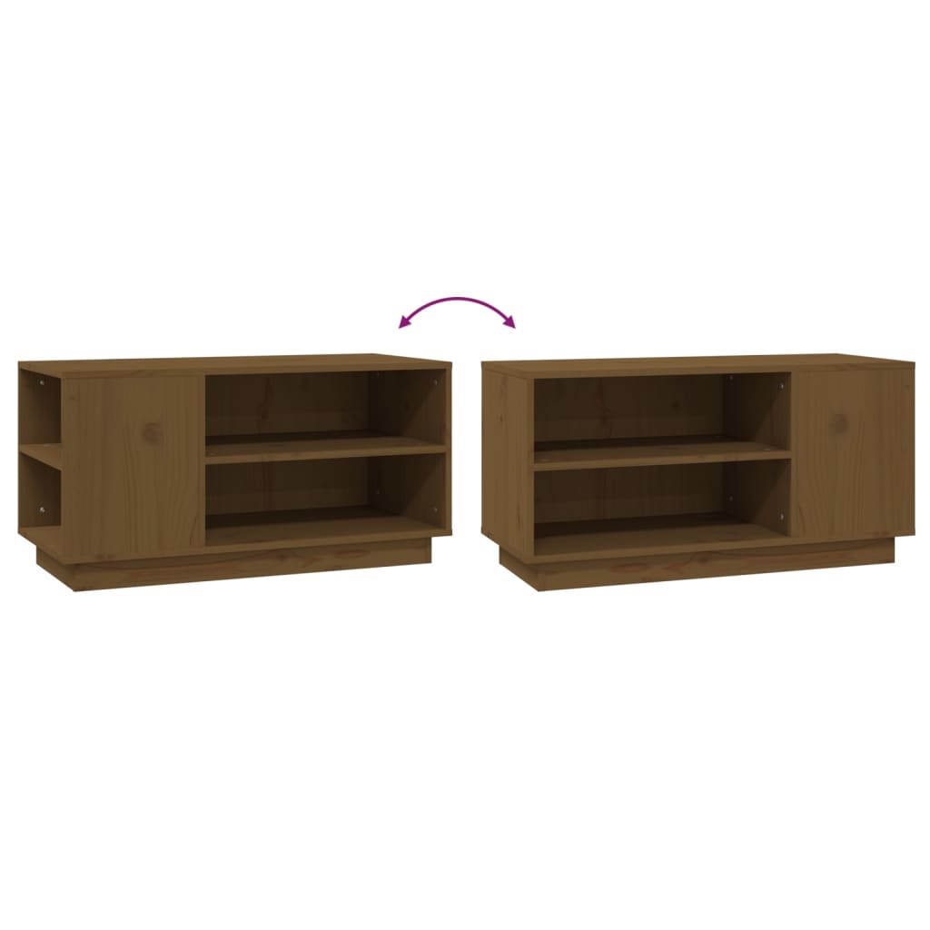Meuble TV Marron Miel en Pin Massif - 80 cm-Mon Meuble TV-marron miel-1-7