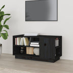 Meuble TV Marron Miel en Pin Massif - 80 cm-Mon Meuble TV-Noir-1-12