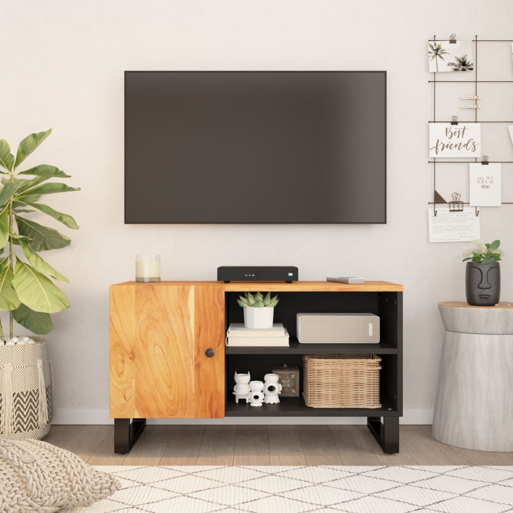 Meuble TV Marron Noir en Bois de Récupération - 80 cm-Mon Meuble TV-Marron-1-12