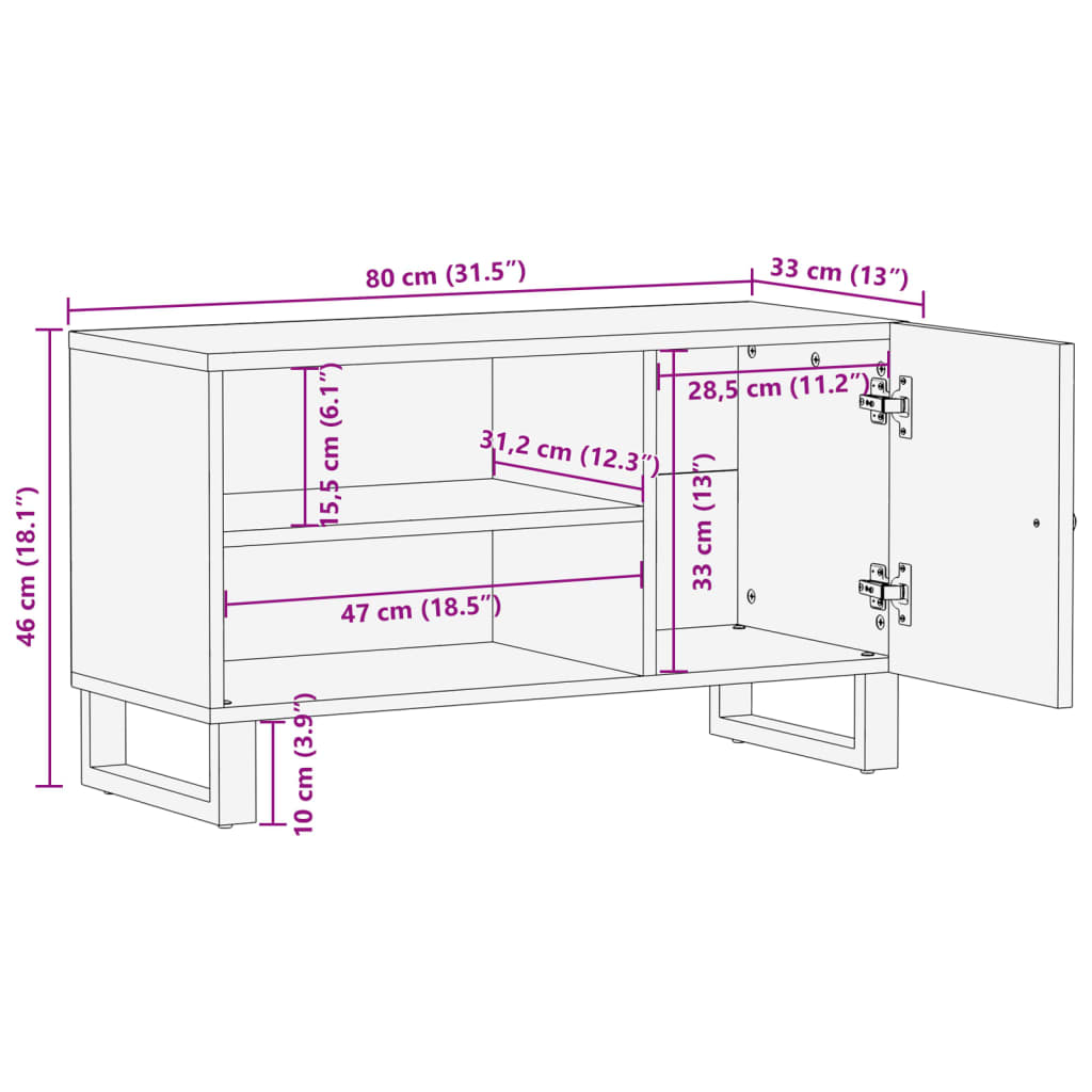 Meuble TV Marron Noir en Bois de Récupération - 80 cm-Mon Meuble TV-Marron clair-1-11