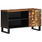 Meuble TV Marron Noir en Bois de Récupération - 80 cm-Mon Meuble TV-Marron clair-1-2