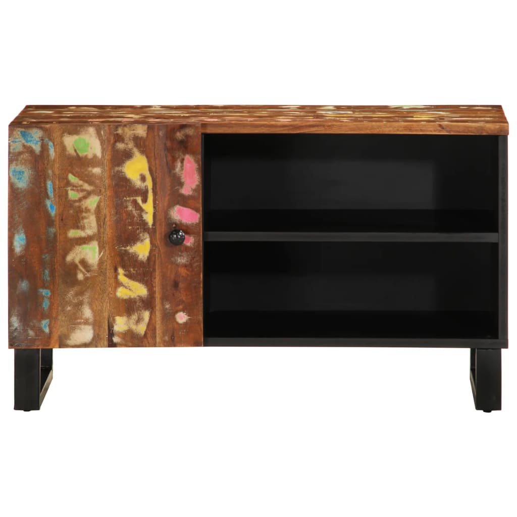 Meuble TV Marron Noir en Bois de Récupération - 80 cm-Mon Meuble TV-Marron clair-1-3