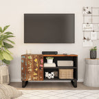 Meuble TV Marron Noir en Bois de Récupération - 80 cm-Mon Meuble TV-Multicolore-1-1