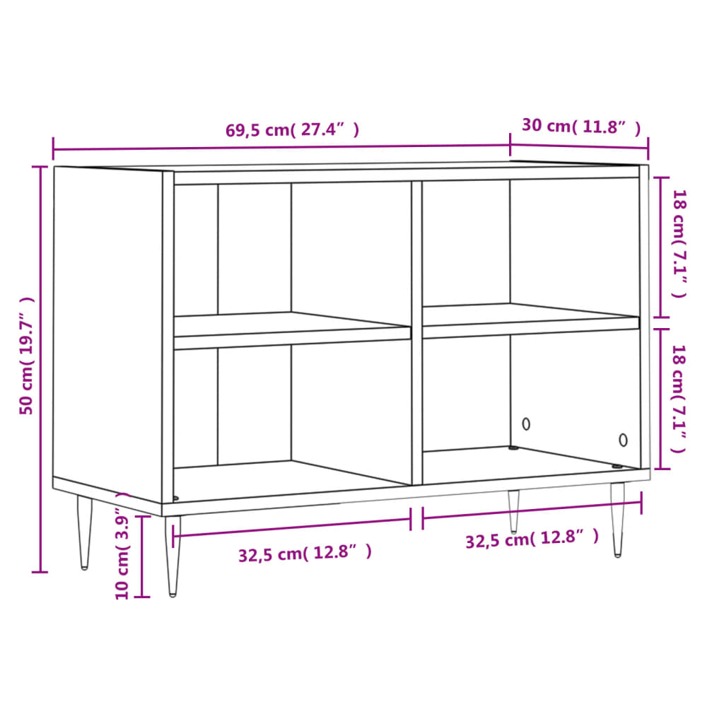Meuble TV Marron Noyer et Métal - 69,5 cm-Mon Meuble TV-Gris béton-1-9