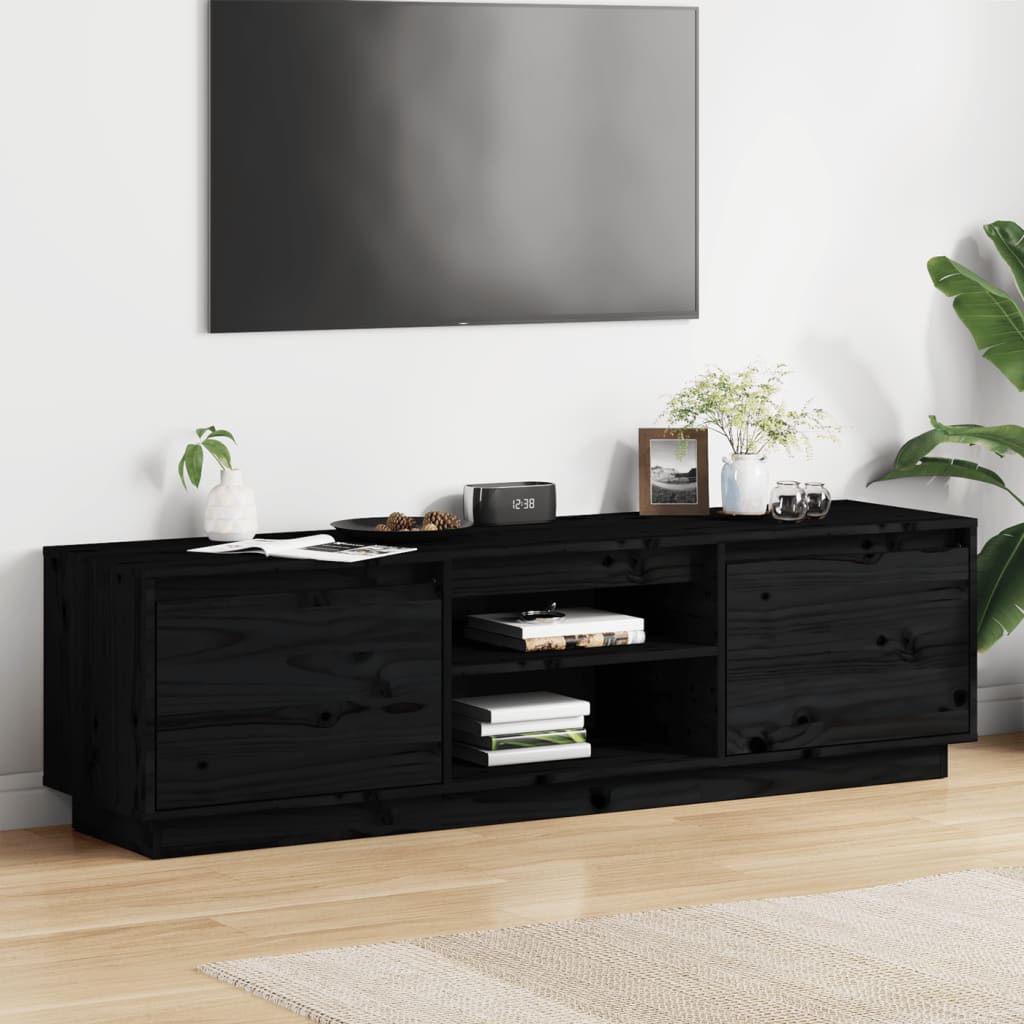 Meuble TV Marron Vintage en Pin Massif - 140 cm-Mon Meuble TV-Noir-1-14
