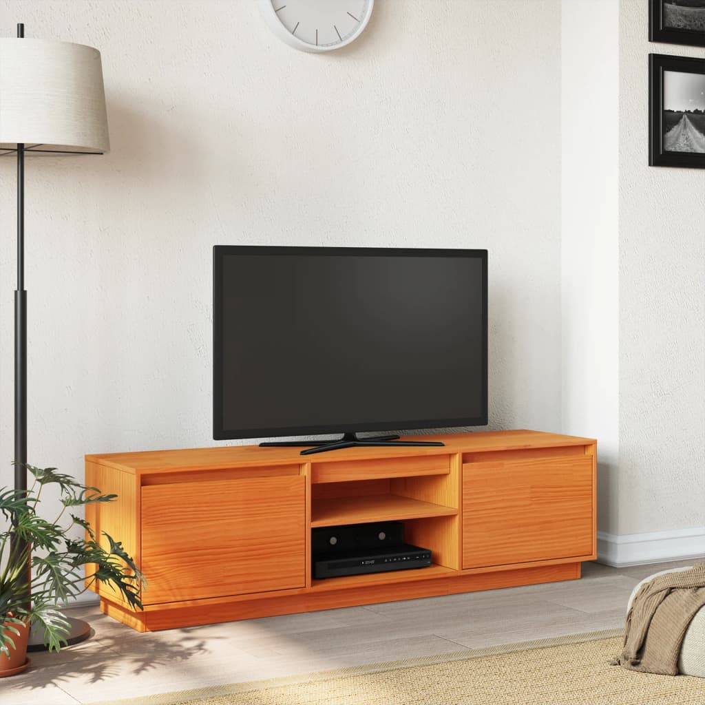 Meuble TV Marron Vintage en Pin Massif - 140 cm-Mon Meuble TV-Noir-1-3