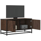Meuble TV Métal Noir Industriel et Effet Chêne - 80 cm-Mon Meuble TV-Chêne marron-11
