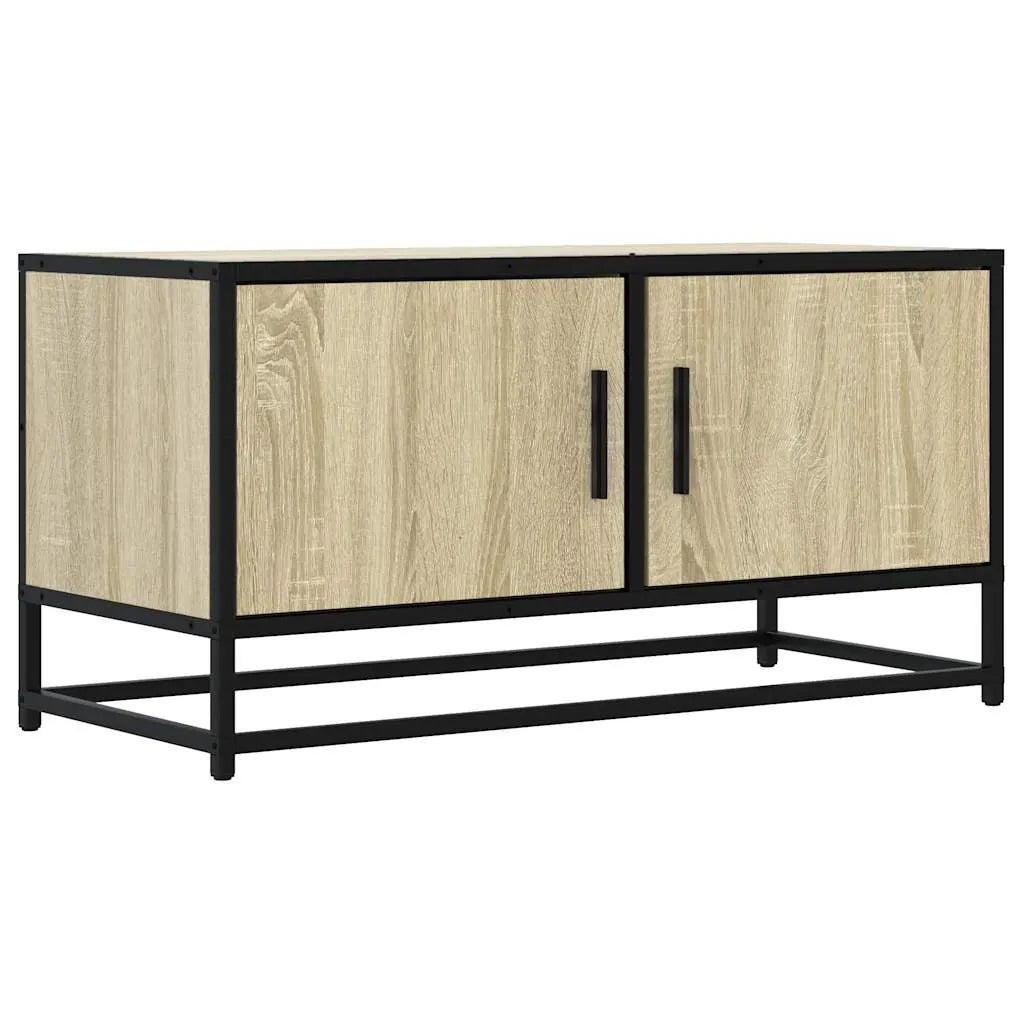 Meuble TV Métal Noir Industriel et Effet Chêne - 80 cm-Mon Meuble TV-Chêne sonoma-1