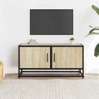 Meuble TV Métal Noir Industriel et Effet Chêne - 80 cm-Mon Meuble TV-Chêne sonoma-2
