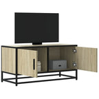 Meuble TV Métal Noir Industriel et Effet Chêne - 80 cm-Mon Meuble TV-Chêne sonoma-3