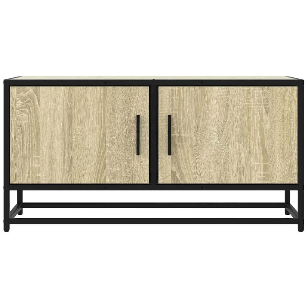 Meuble TV Métal Noir Industriel et Effet Chêne - 80 cm-Mon Meuble TV-Chêne sonoma-4