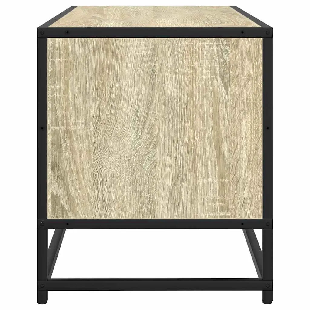 Meuble TV Métal Noir Industriel et Effet Chêne - 80 cm-Mon Meuble TV-Chêne sonoma-5