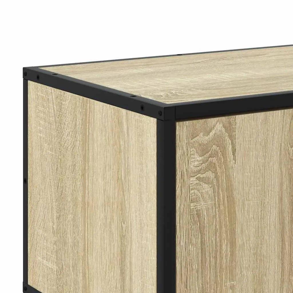 Meuble TV Métal Noir Industriel et Effet Chêne - 80 cm-Mon Meuble TV-Chêne sonoma-8