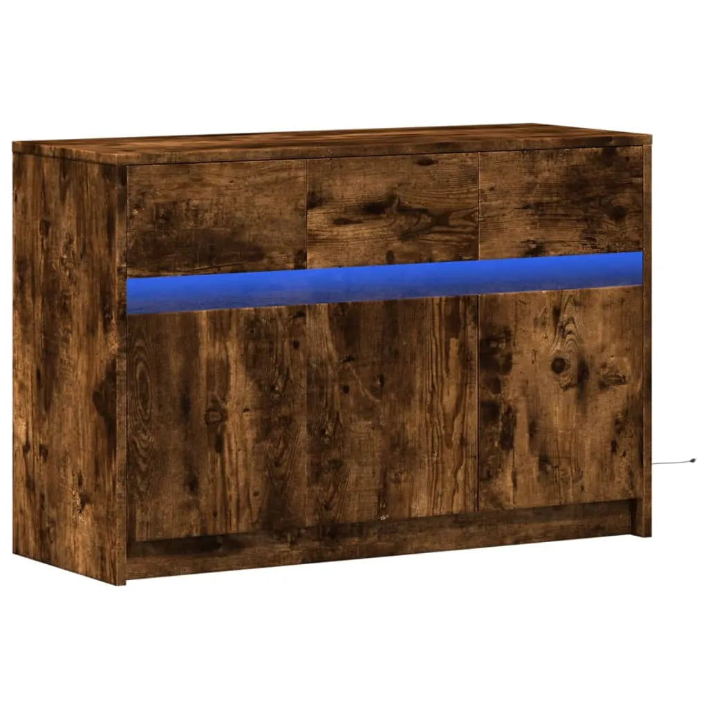 Meuble TV Moderne avec LED Effet Chêne Fumé - 91 cm-Mon Meuble TV-Chêne sonoma-1-3