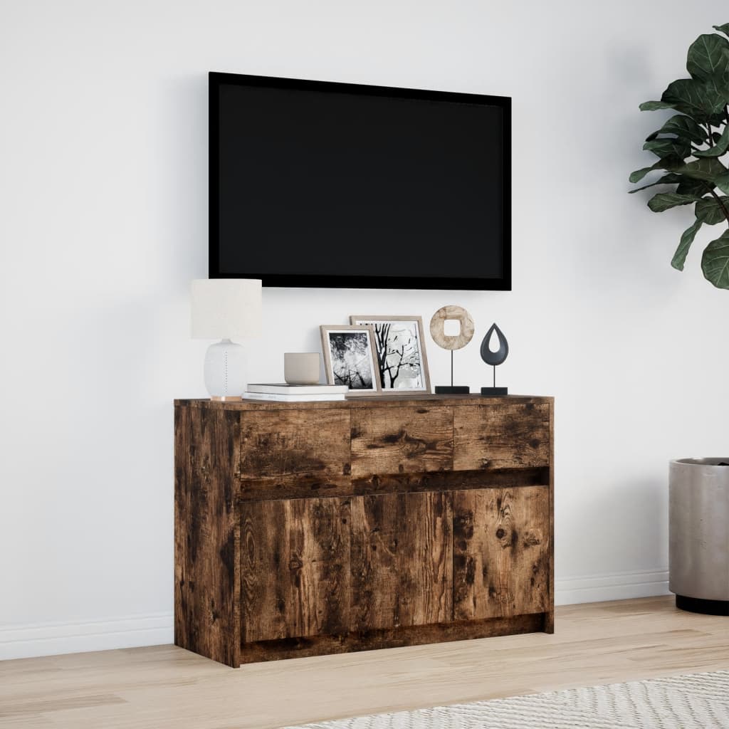 Meuble TV Moderne avec LED Effet Chêne Fumé - 91 cm-Mon Meuble TV-Chêne sonoma-1-4
