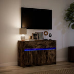 Meuble TV Moderne avec LED Effet Chêne Fumé - 91 cm-Mon Meuble TV-Chêne sonoma-1-5
