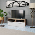 Meuble TV Moderne Blanc Mat - 95 cm-Mon Meuble TV-Chêne et blanc-1-7