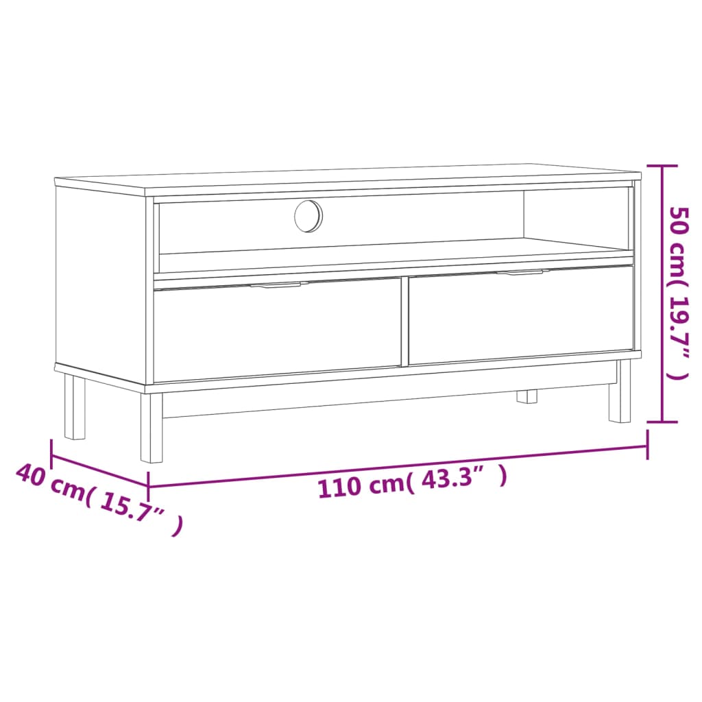 Meuble TV Moderne Bois et Noir en Pin Massif - 110 cm-Mon Meuble TV-10