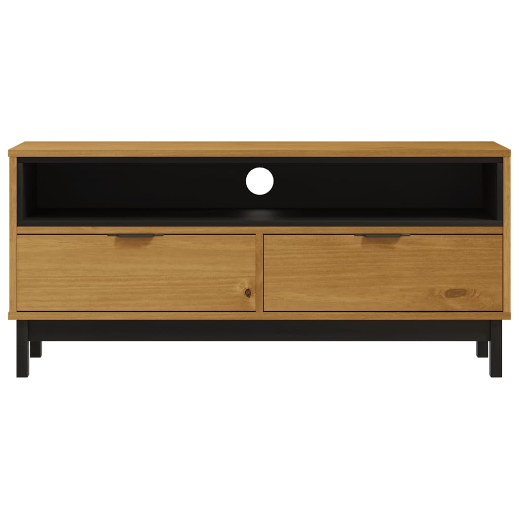 Meuble TV Moderne Bois et Noir en Pin Massif - 110 cm-Mon Meuble TV-5